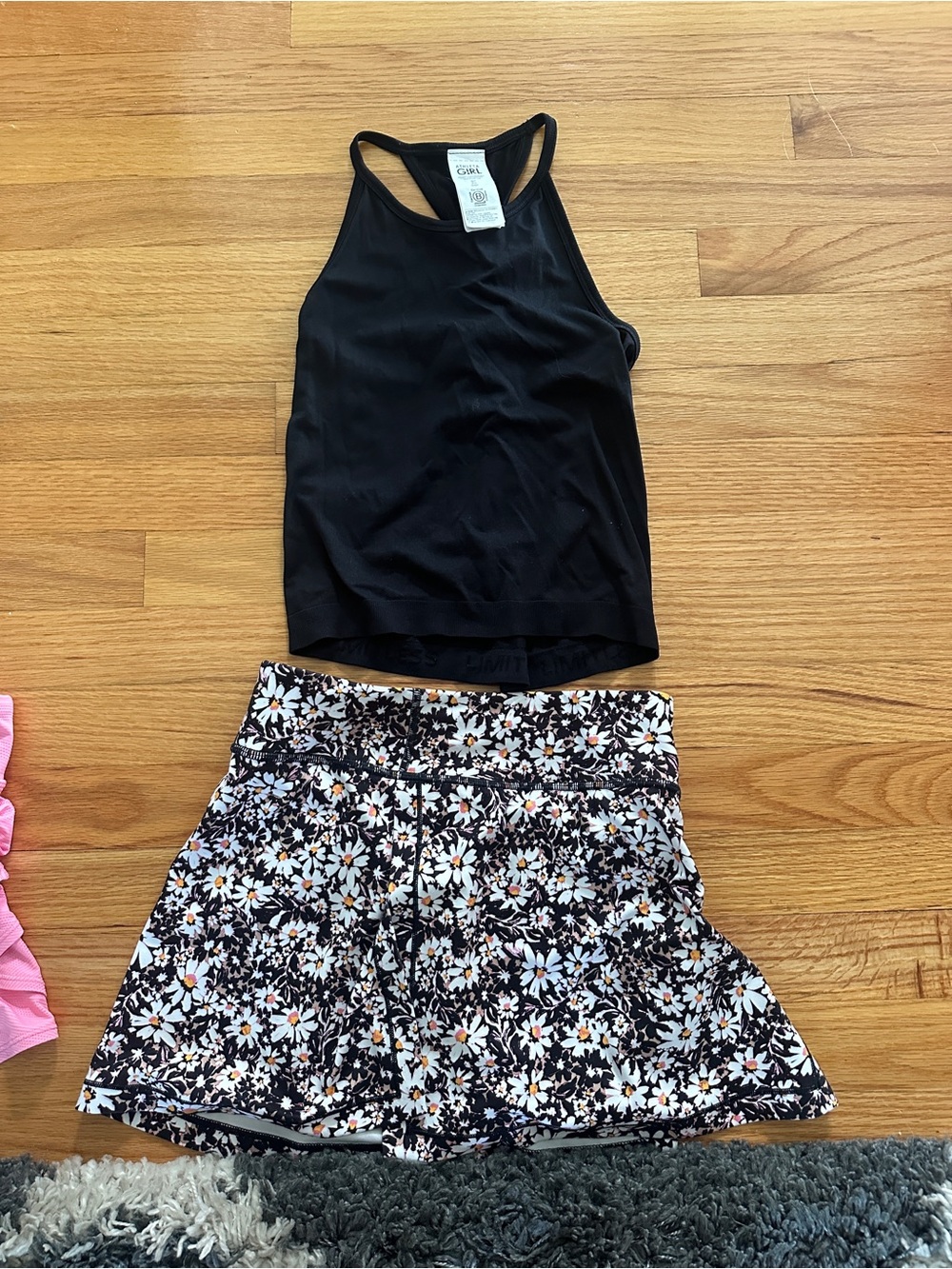 Athleta Black Tank with Black & White Floral Skort